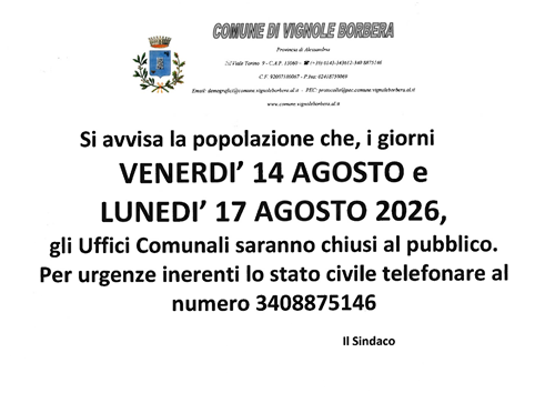Chiusura Uffici Comunali